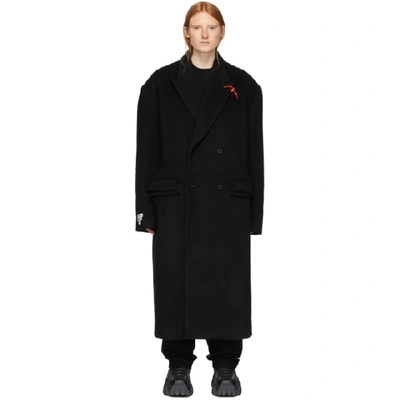 Ader Error Double Breasted Coat In Black