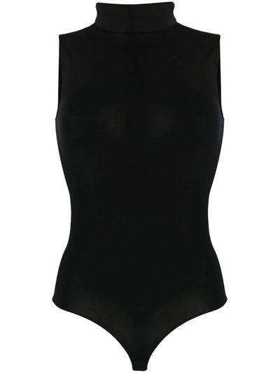 Wolford Roll-neck Sleeveless Bodysuit In 7005 Black | ModeSens