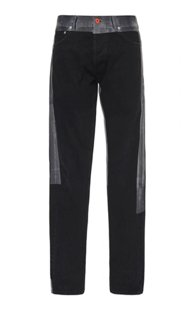 Heron Preston Contrast Panel Straight-leg Jeans In Black