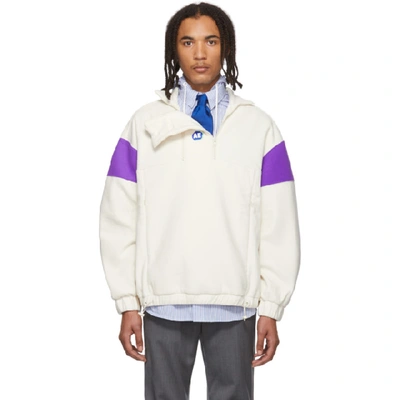Ader Error Off-white And Purple Fleece Pullover In Ivory Purpl