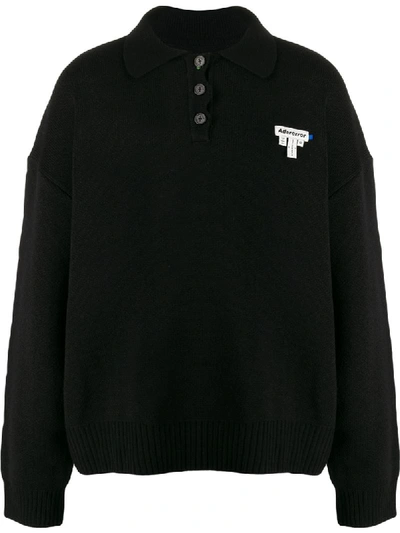 Ader Error Logo Patch Collared Sweater In Black