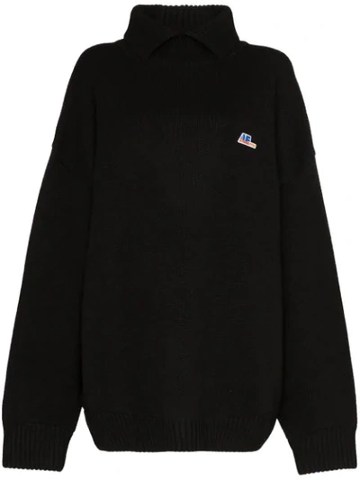 Ader Error High Neck Oversized Sweatshirt In  Black