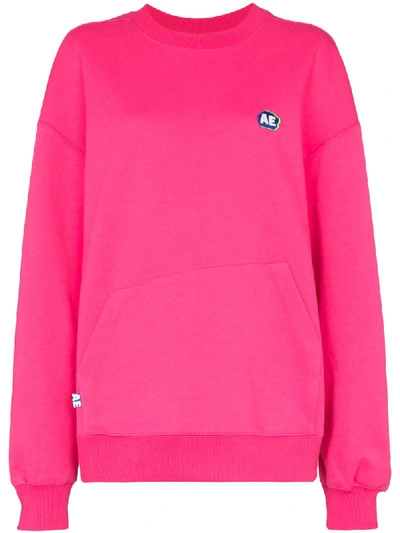 Ader Error Embroidered Logo Patch Sweatshirt In Pink