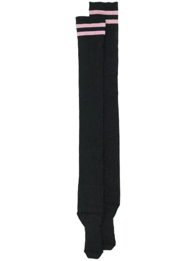 Alberta Ferretti Stripe-cuff Socks In Black