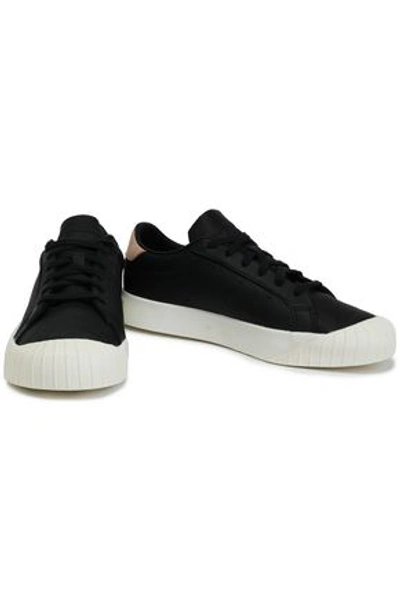 Adidas Originals Everyn Suede-trimmed Leather Sneakers In Black