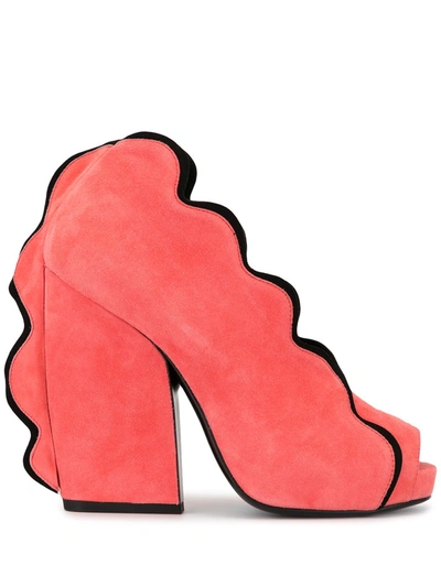 Pierre Hardy 'sottsass' Scallop-trimmed Suede Sandals In Pink,pink