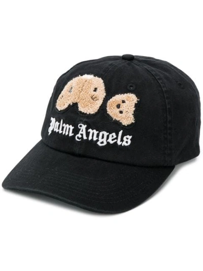 Palm Angels Logo-appliquéd Embroidered Cotton-twill Baseball Cap In Black