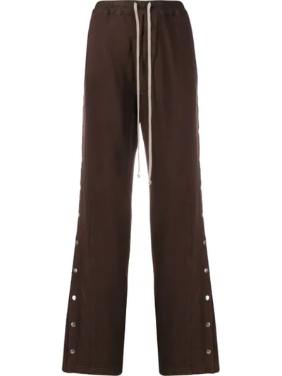 Rick Owens Drkshdw Button-up Wide Leg Trousers In Brown