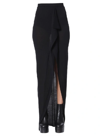 Rick Owens Wrap Front Maxi Skirt In Black