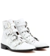 Givenchy Elegant Fl Low Heels Ankle Boots In White Leather