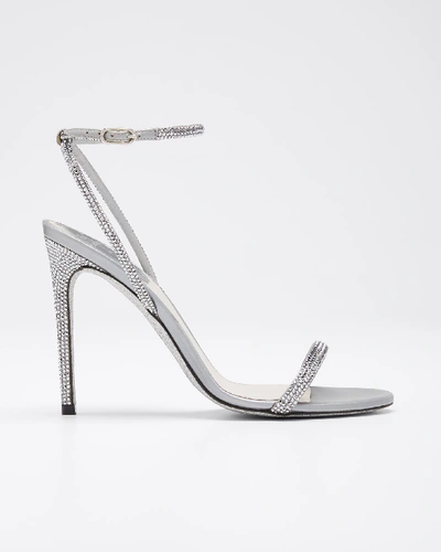 René Caovilla Crystal Cocktail Ankle-strap Sandals In Gray