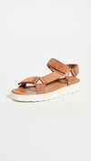 Vince Carver Leather, Suede And Canvas Sandals In Tan