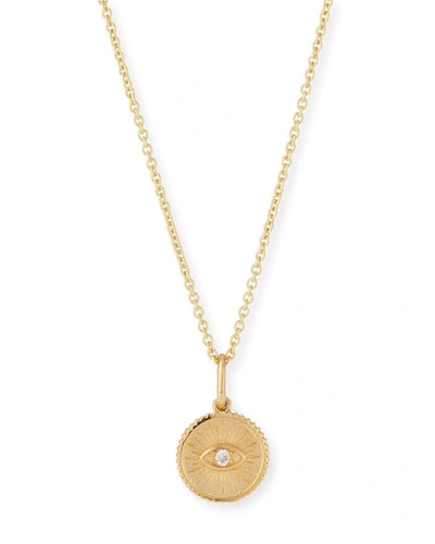 Sydney Evan 14k Diamond Evil Eye Coin Necklace In Gold