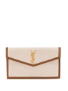 Saint Laurent Uptown Medium Ysl Monogram Canvas Clutch Bag In Naturel Beige Brick