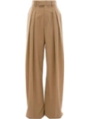 Jw Anderson Front Pleat Wide-leg Trousers In Brown