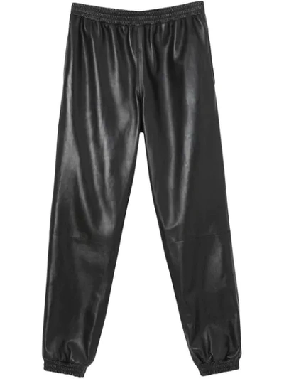 Burberry Leather Track Pants In Black