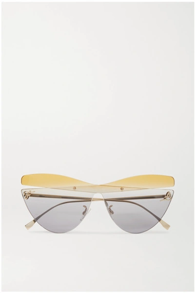 Fendi Karligraphy Cat Eye Sunglasses In Gold