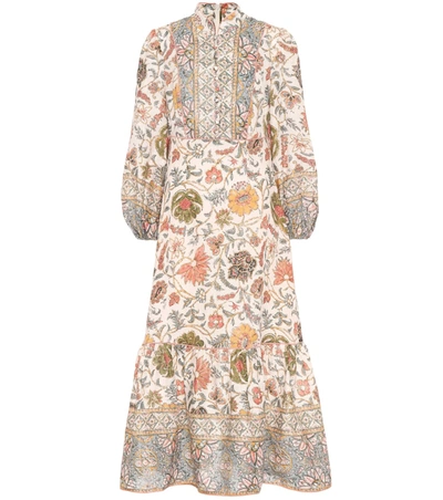 Zimmermann Edie Ivory Printed Linen Dress In Multicoloured