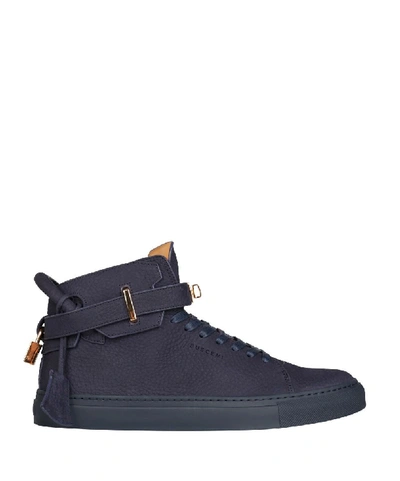 Buscemi 100mm Men's Nubuck Leather High-top Sneakers, Blue Ink