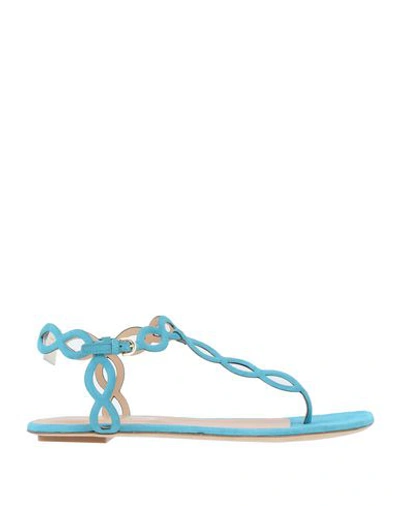 Sergio Rossi Toe Strap Sandals In Blue
