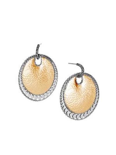 John Hardy Women's Dot 18k Yellow Gold & Sterling Silver Disc Drop Earrings In Gold And Silver