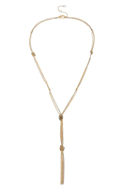 Allsaints Two-tone Delicate Knotted Necklace, 18 In Gold/ Rhodium