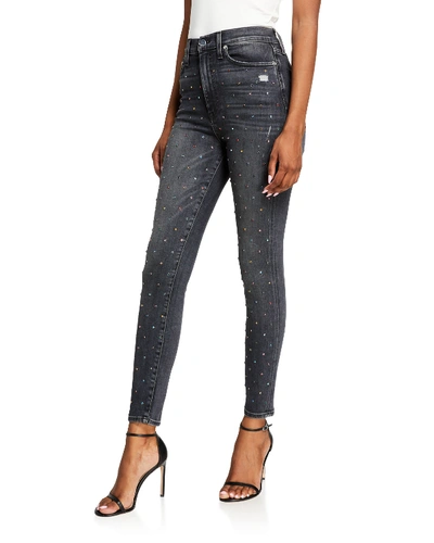 Alice And Olivia Alice + Olivia Good High-rise Embellished Ankle Skinny Jeans In Black Magic