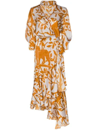 Johanna Ortiz The Journal Of The Traveler Printed Asymmetric Crepon Wrap Dress In Multicolor