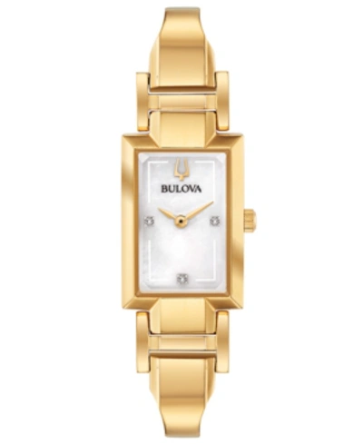 Bulova Women's Diamond-accent Gold-tone Stainless Steel Bangle Bracelet Watch 18x33mm
