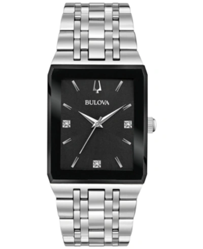 Bulova Men's Futuro Diamond Accent Stainless Steel Bracelet Watch 30x45mm In Silver
