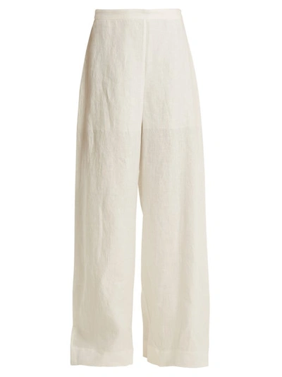 Zimmermann Lovelorn High-waist Wide-leg Linen Trousers In Ivory