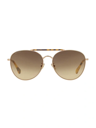 Jimmy Choo Abbie Yellow Brown Havana And Copper Gold Aviator Sunglasses In Brown,gold Tone,yellow