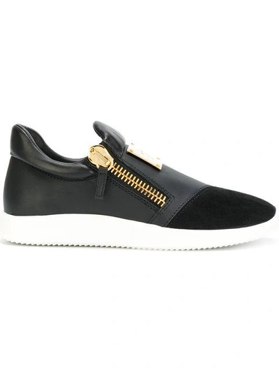 Giuseppe Zanotti Black Leather And Suede Runnes Sneakers