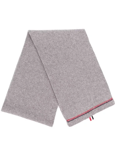 Thom Browne Rwb Tipping Over-washed Scarf In Grey