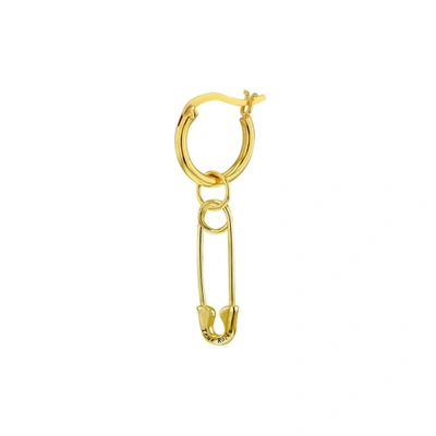 True Rocks 18 Carat Gold Plated Safety Pin On Gold Plated Hoop Earring