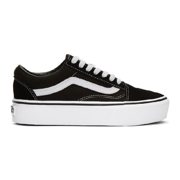 Vans Black And White Old Skool Platform Sneakers | ModeSens