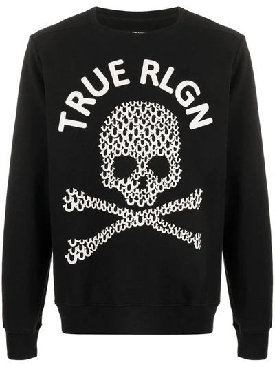 True Religion Logo Skull Print Sweatshirt In Black