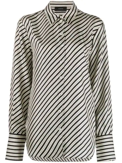 Joseph Doy Diagonal Striped Silk Button-down Shirt In Black