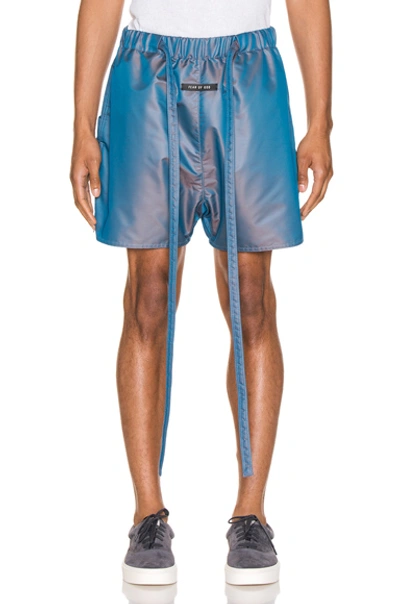 Fear Of God Military Physical Training Nylon Shorts In Blue Iridescent