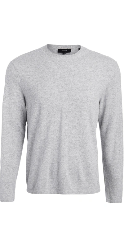 Vince Men's Crewneck Long-sleeve Lofty Cashmere Jumper In Grey