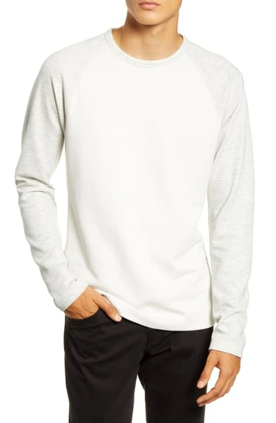Vince Men's Crewneck Long-sleeve Double-knit Baseball Sweatshirt In H White/ Leche