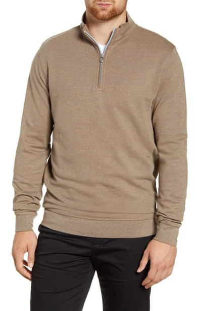 Peter Millar Men's Comfort Interlock Quarter-zip Sweater In Grain