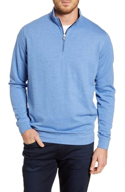 Peter Millar Men's Comfort Interlock Quarter-zip Sweater In Liberty Blue