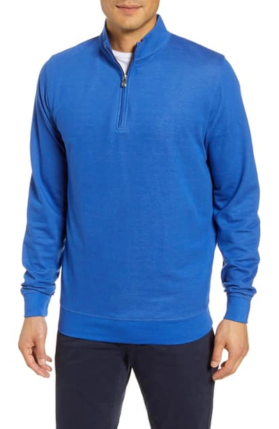 Peter Millar Men's Ace Crown Crafted Quarter-zip Sweater In Blue Lapis