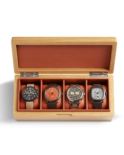 Shinola Men's Oak/leather Four-watch Storage Box In Orange