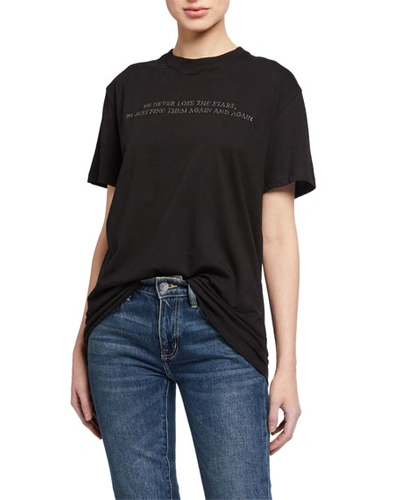 Valentino Poem Embroidered Short-sleeve Jersey T-shirt In Black