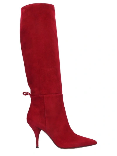 L'autre Chose High Heels Boots In Red Suede