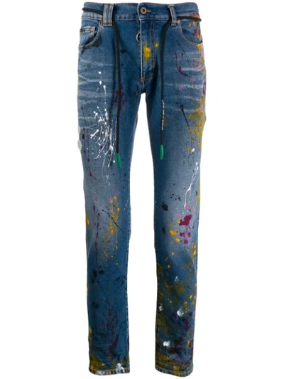 Off-white Jeans Mit Farbklecks-print In 8400 Blue