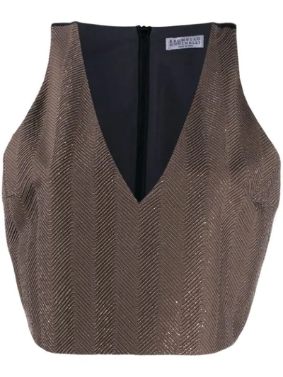 Brunello Cucinelli V-neck Fitted Vest In Brown