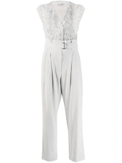 Brunello Cucinelli Sequin Appliqué Jumpsuit In Grey